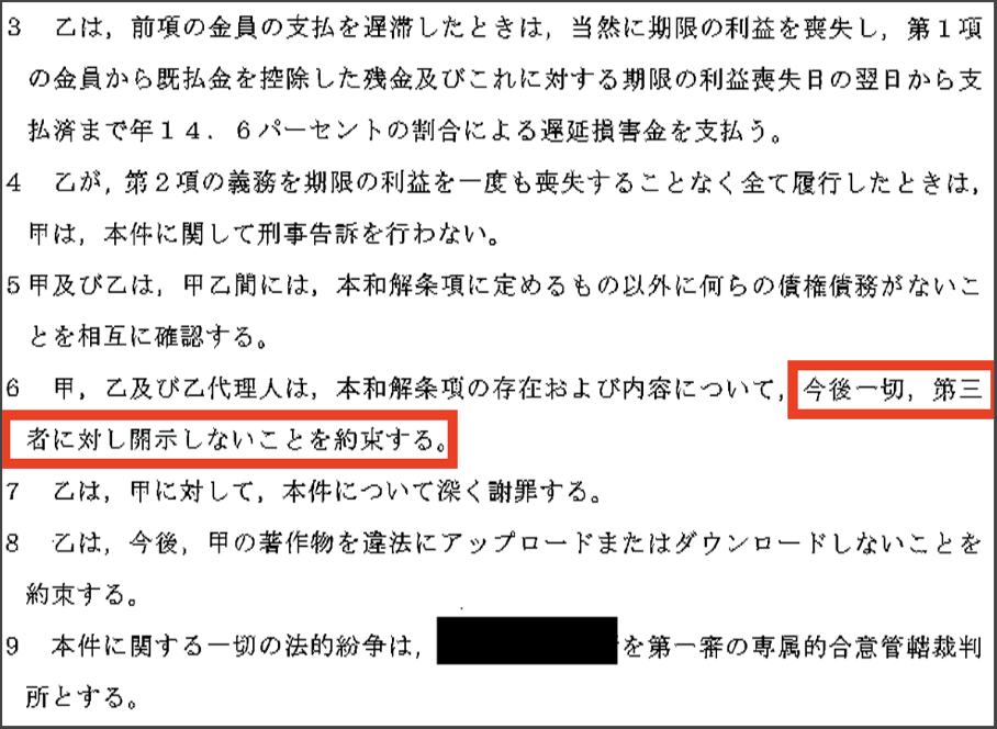 トレントでの和解書・示談書のサンプル