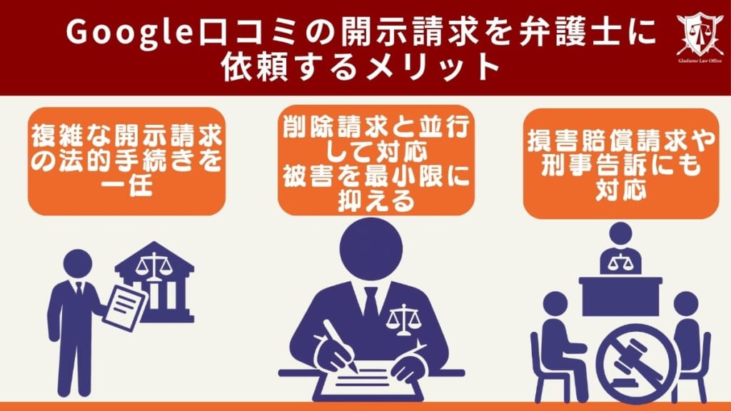 Google口コミの開示請求を弁護士に依頼するメリット