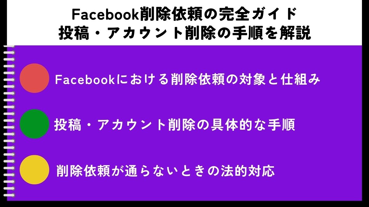 Facebook削除依頼の完全ガイド｜投稿・アカウント削除の手順を解説