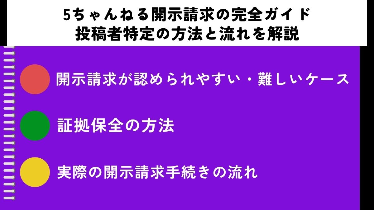 5ちゃんねる開示請求の完全ガイド｜投稿者特定の方法と流れを解説