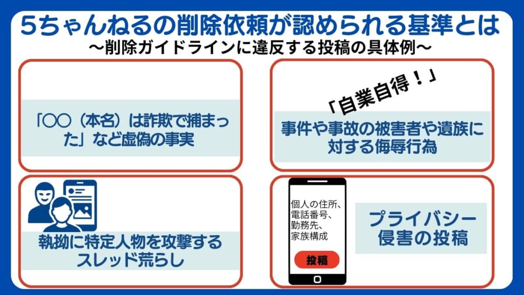 5ちゃんねるの削除依頼が認められる基準とは
