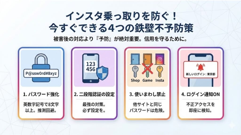 インスタの乗っ取りを防ぐための対策