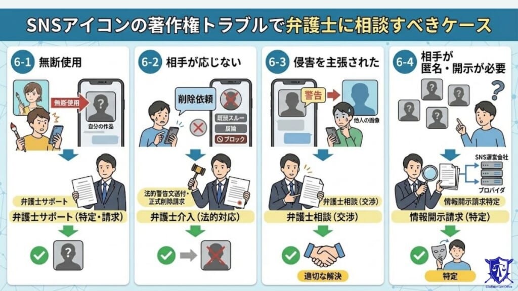 SNSアイコンの著作権トラブルで弁護士に相談すべきケース