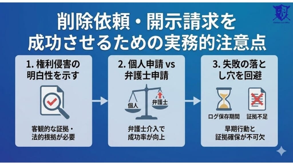 削除依頼・開示請求を成功させるための実務的注意点