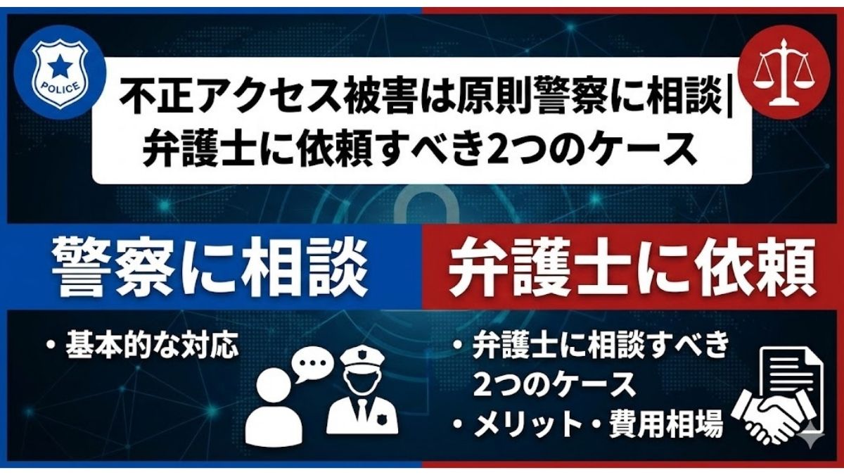 不正アクセス被害は原則警察に相談｜弁護士に依頼すべき2つのケース