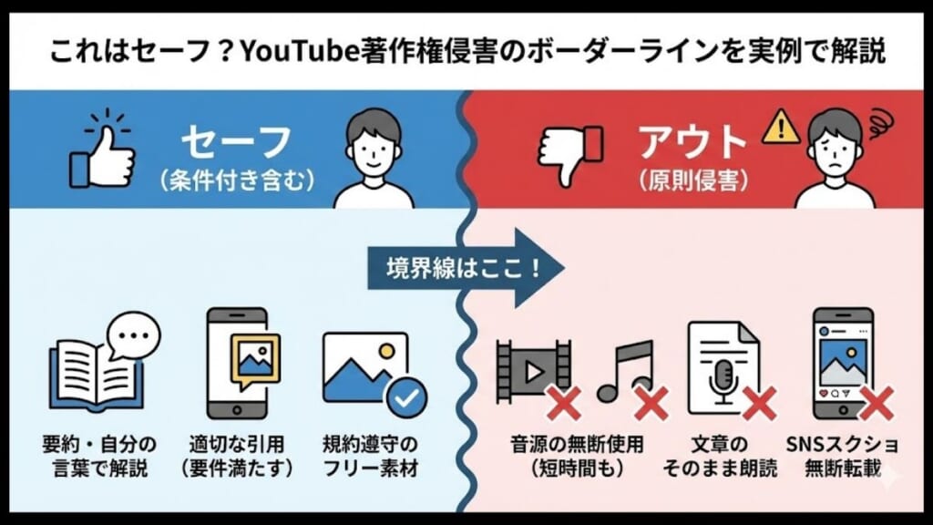 これはセーフ？YouTube著作権侵害のボーダーラインを実例で解説