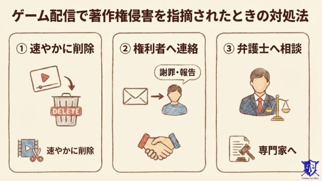 ゲーム配信で著作権侵害を指摘されたときの対処法