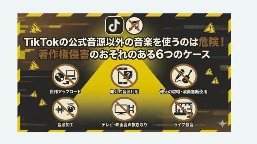 TikTokの公式音源以外の音楽を使うのは危険！著作権侵害のおそれのある6つのケース