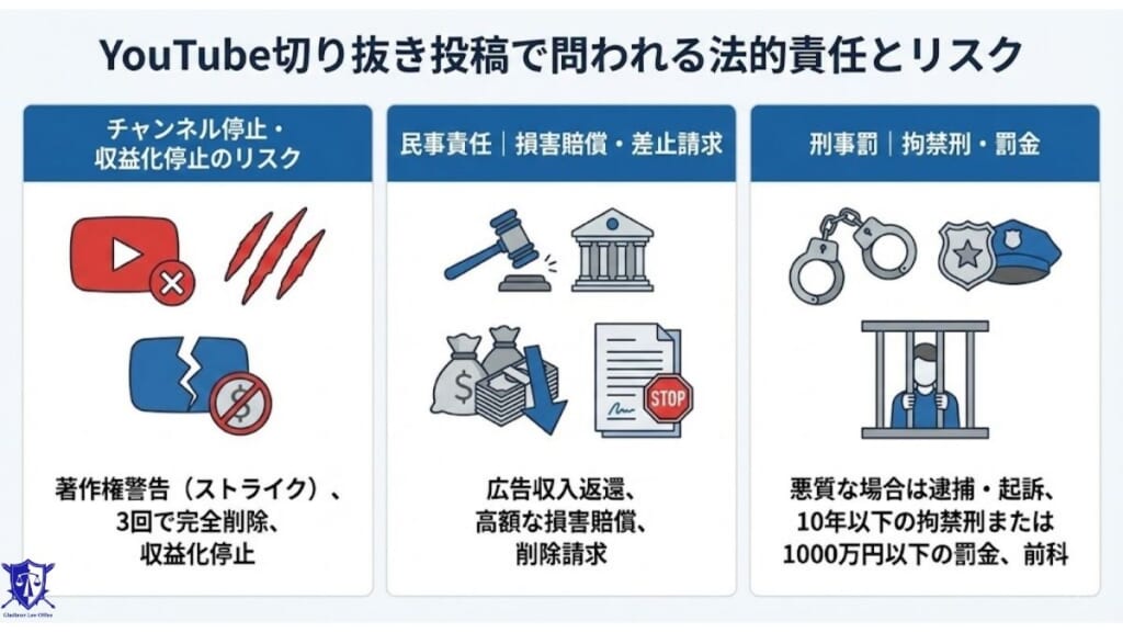 YouTube切り抜き投稿で問われる法的責任とリスク