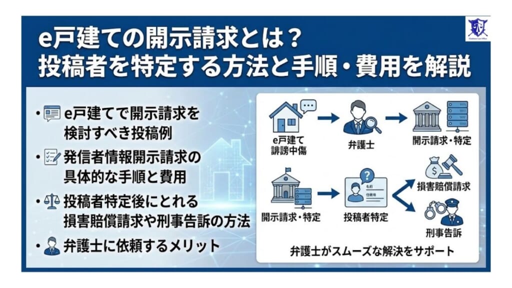 e戸建ての開示請求とは？投稿者を特定する方法と手順・費用を解説