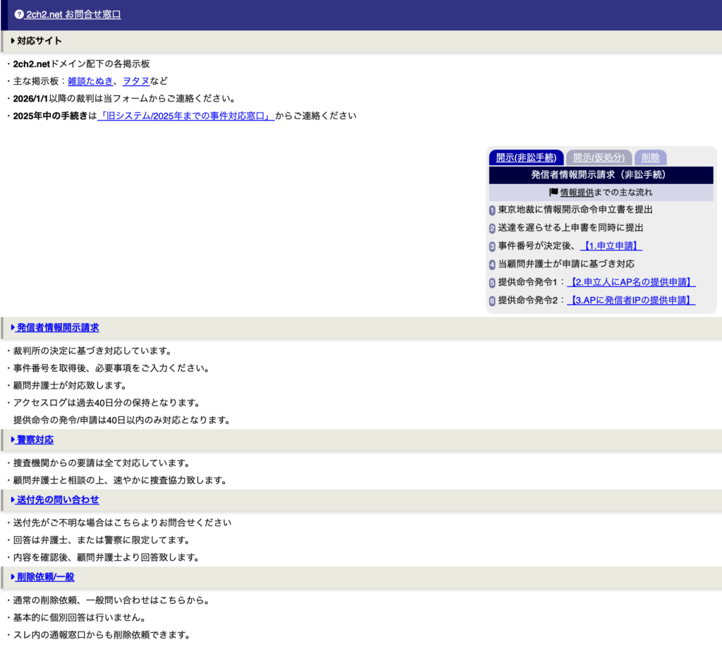 雑談たぬきの削除依頼フォーム