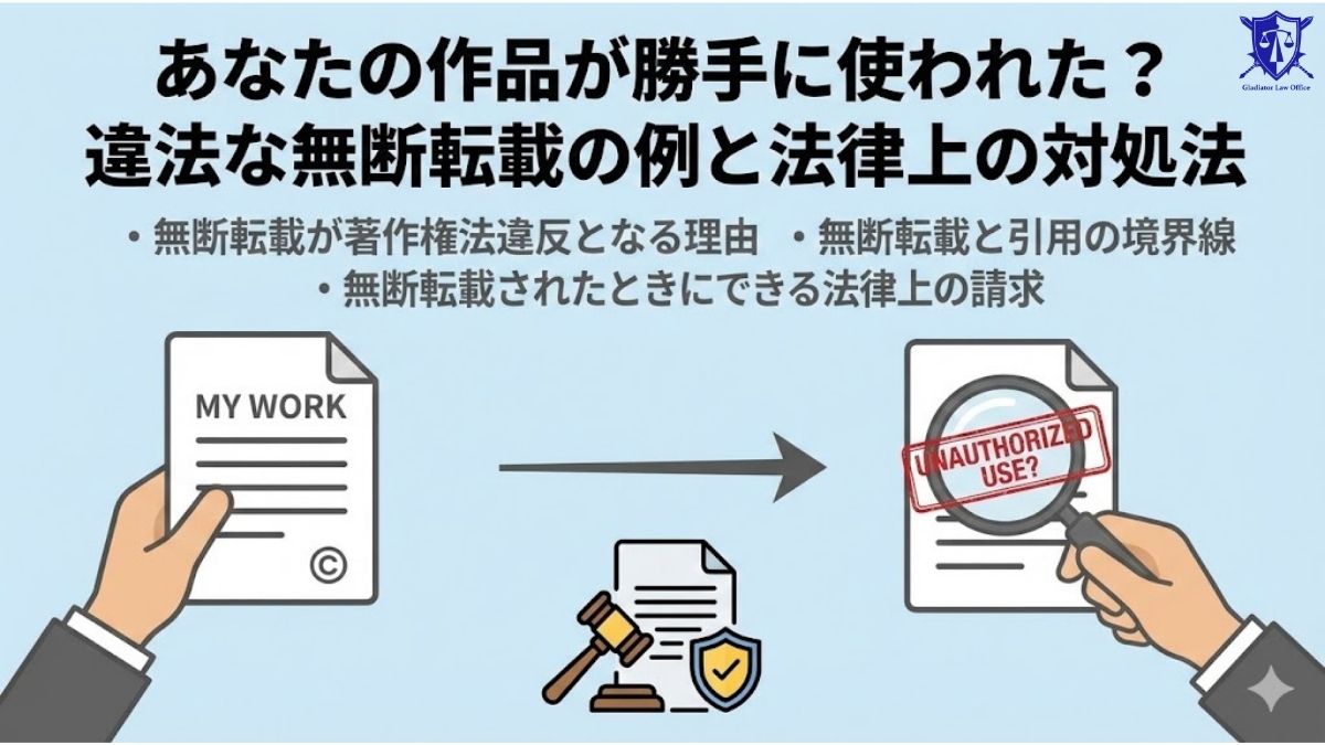あなたの作品が勝手に使われた?違法な無断転載の例と法律上の対処法