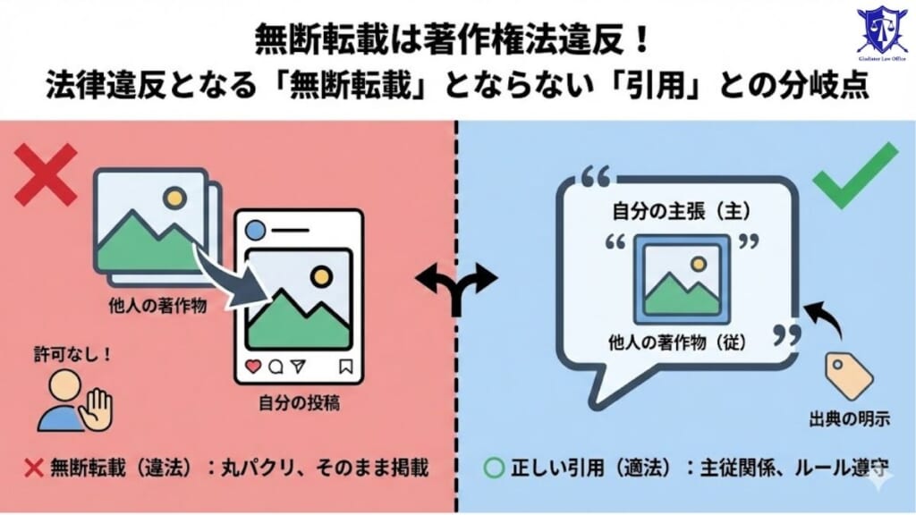 無断転載は著作権法違反！法律違反となる「無断転載」とならない「引用」との分岐点