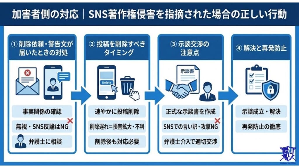 加害者側の対応｜SNS著作権侵害を指摘された場合の正しい行動