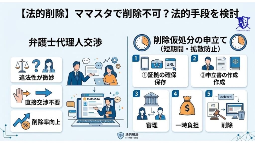 【弁護士に依頼する方法】ママスタへの削除依頼が通らないときは法的手段を検討