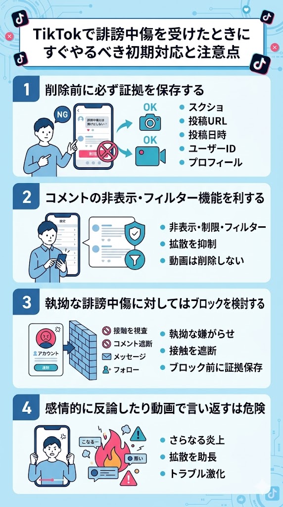 TikTokで誹謗中傷を受けたときにすぐやるべき初期対応と注意点