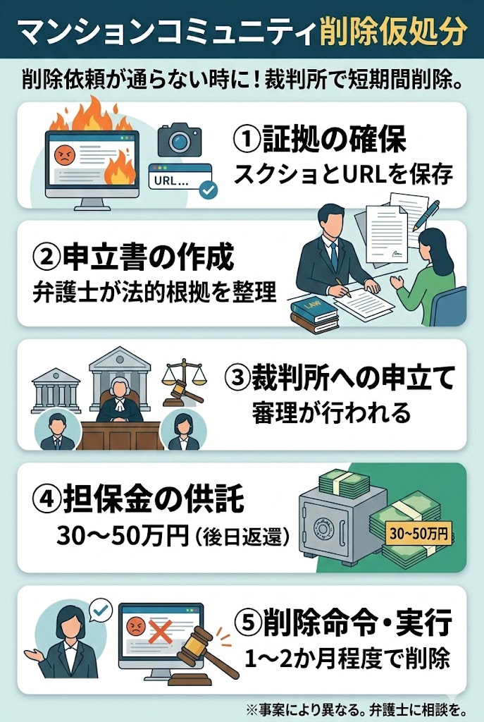 削除依頼が通らないときはマンションコミュニティへの削除仮処分を!