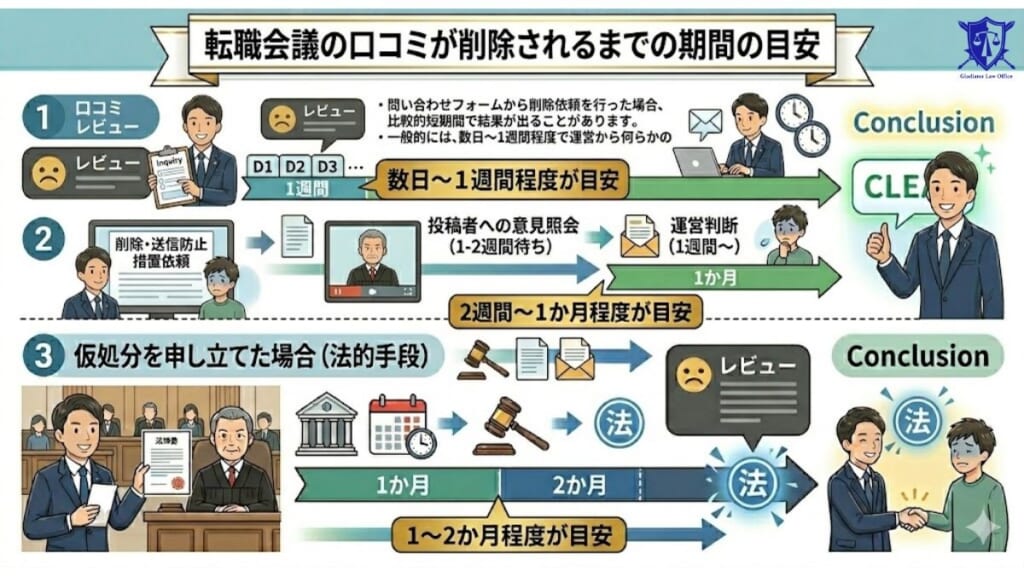 転職会議の口コミが削除されるまでの期間の目安