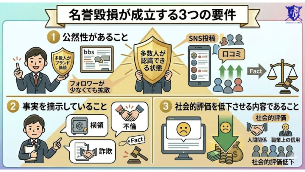 名誉毀損が成立する3つの要件