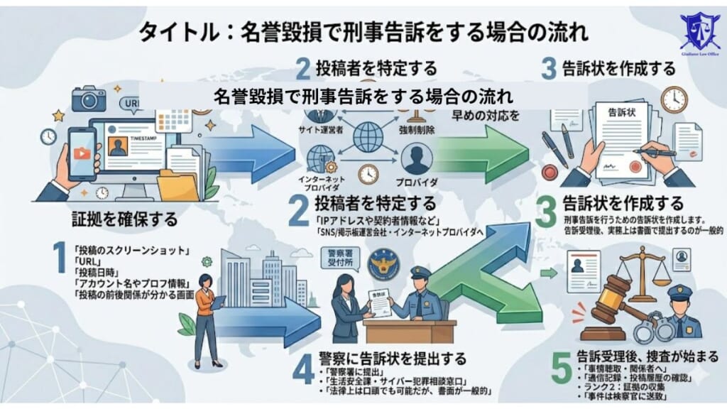 名誉毀損で刑事告訴をする場合の流れ