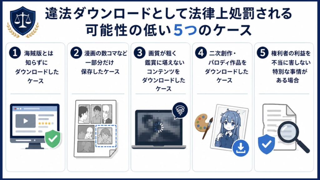 違法ダウンロードとして法律上処罰される可能性の低い５つのケース