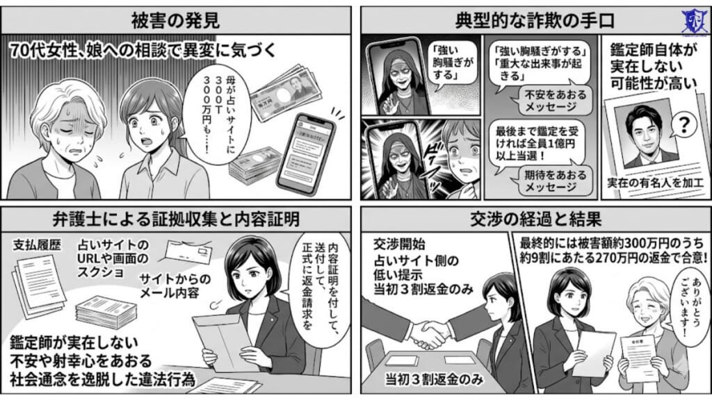【解決事例】占い詐欺サイトでの返金に成功した当事務所の事例
