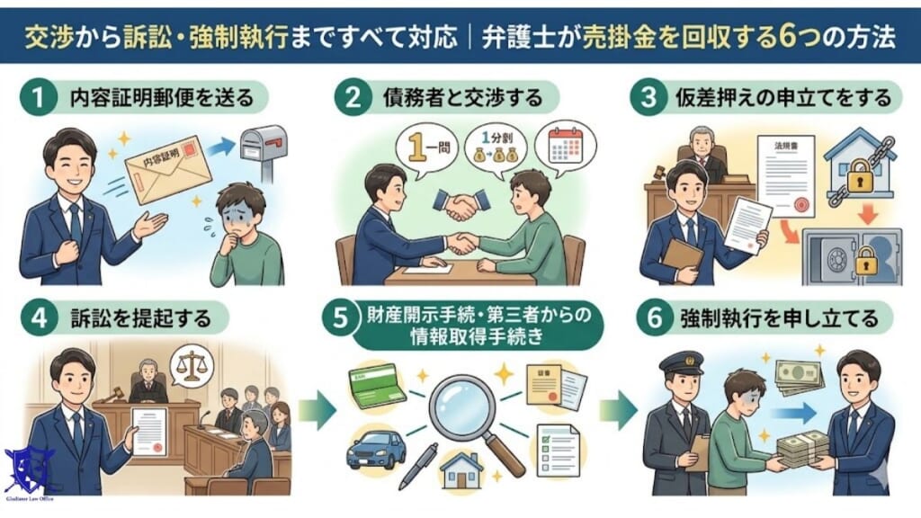 交渉から訴訟・強制執行まですべて対応｜弁護士が売掛金を回収する６つの方法