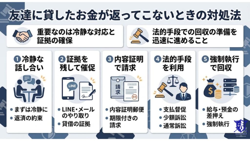友達に貸したお金が返ってこないときの対処法