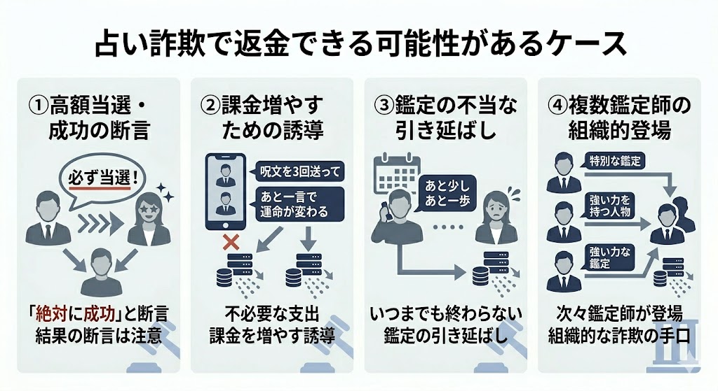 占い詐欺で返金できる可能性があるケース