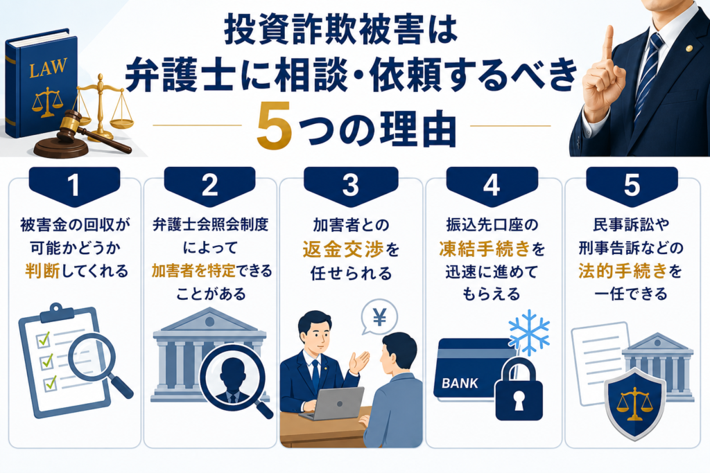 投資詐欺被害は弁護士に相談・依頼するべき5つの理由