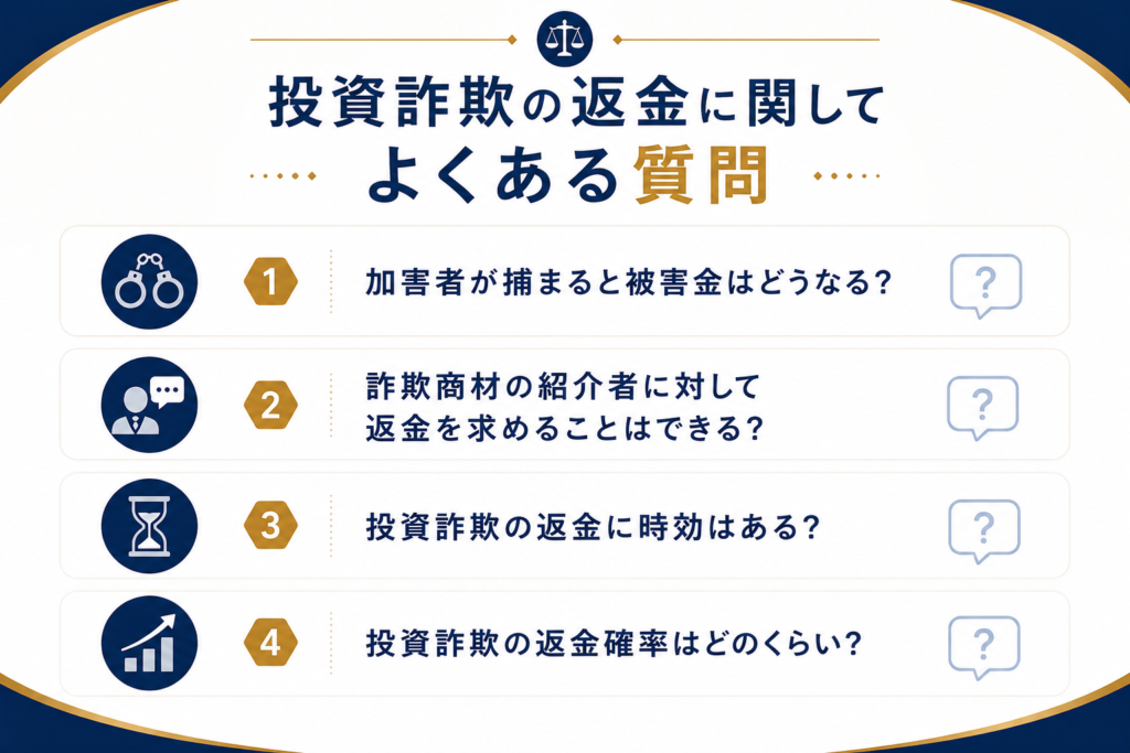 投資詐欺の返金に関してよくある筆問
