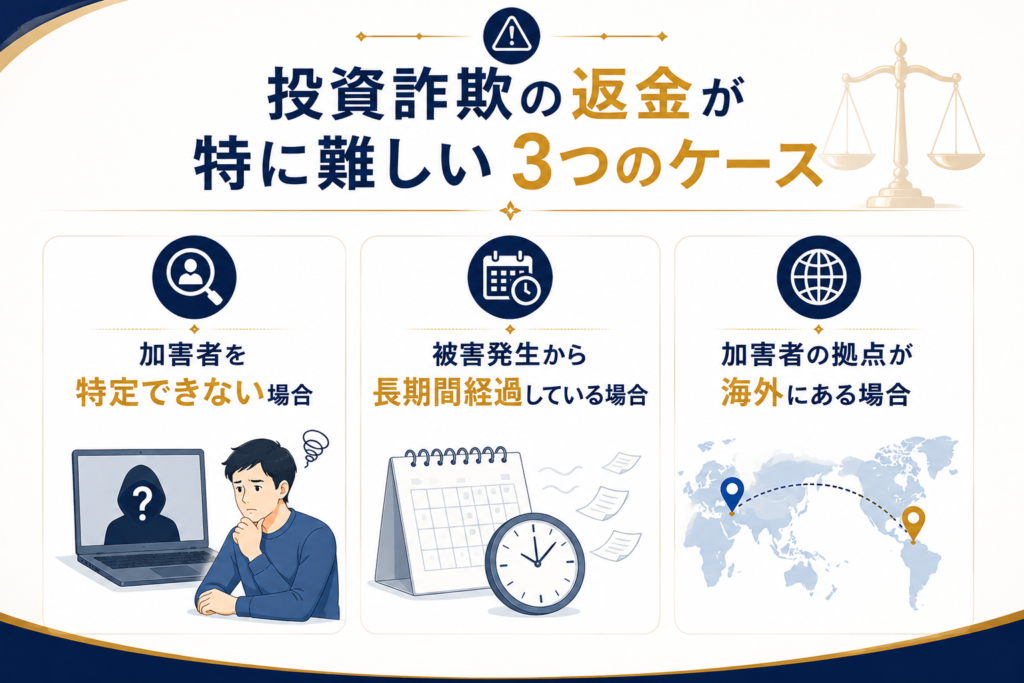 投資詐欺の返金が特に難しい3つのケース