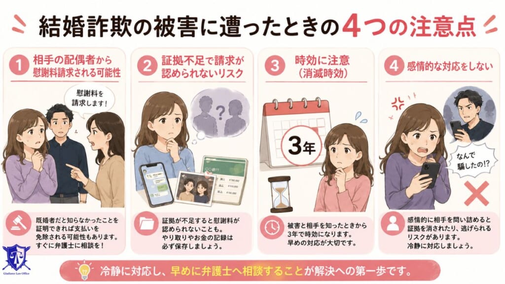 結婚詐欺の被害に遭ったときの4つの注意点