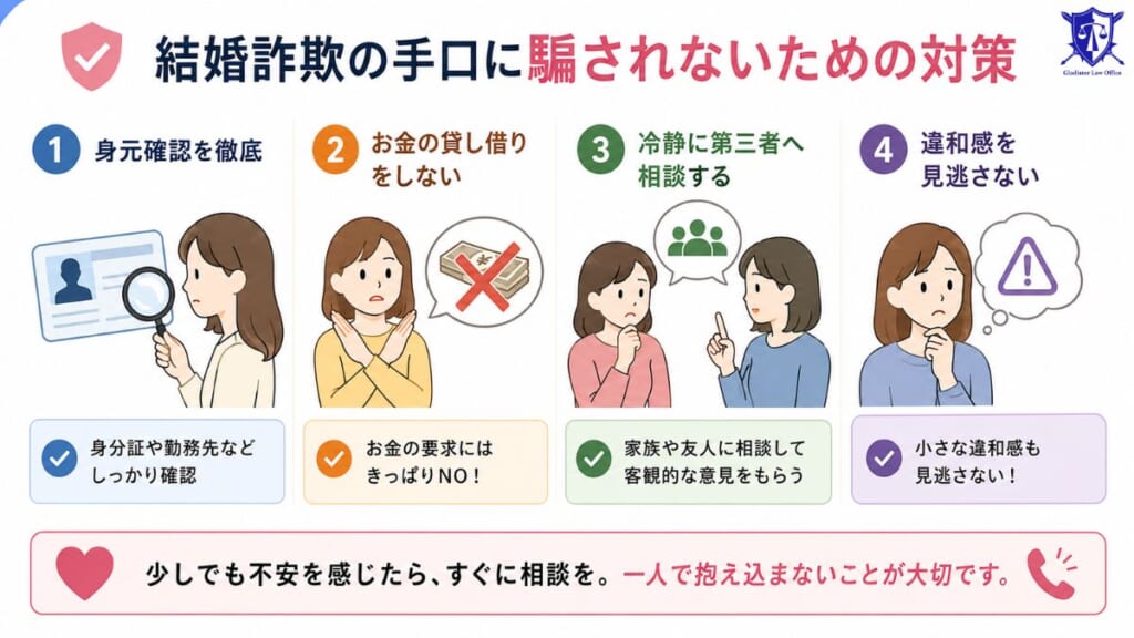 結婚詐欺の手口に騙されないための対策
