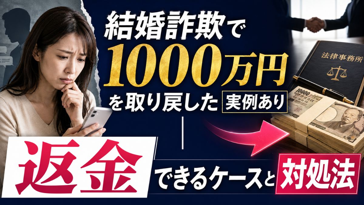 結婚詐欺で1000万円を取り戻した実例あり｜返金できるケースと対処法