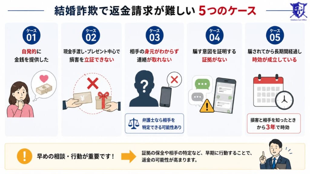 結婚詐欺で返金請求が難しい5つのケース