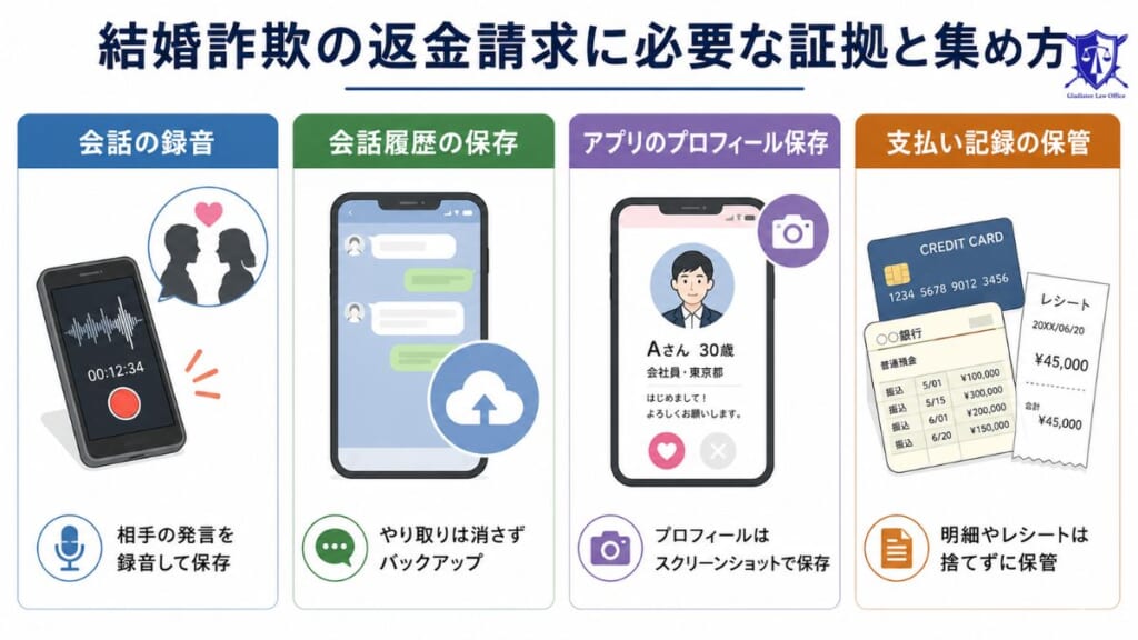結婚詐欺の返金請求に必要な証拠と集め方