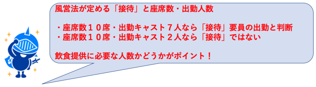 風営法「接待」と座席数・出勤人数