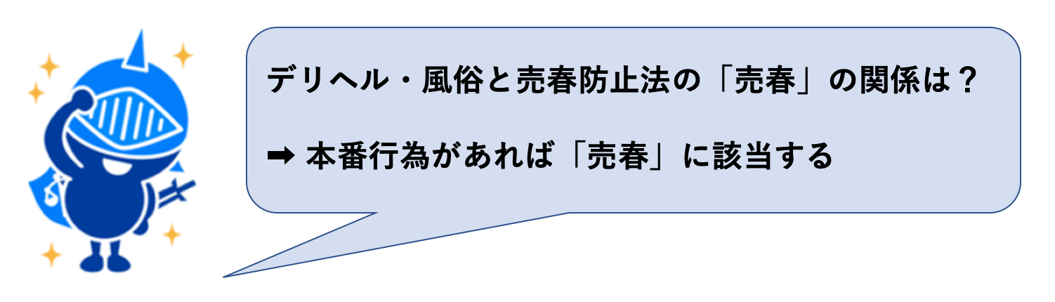 デリヘル・風俗と売春防止法の「売春」の関係は？