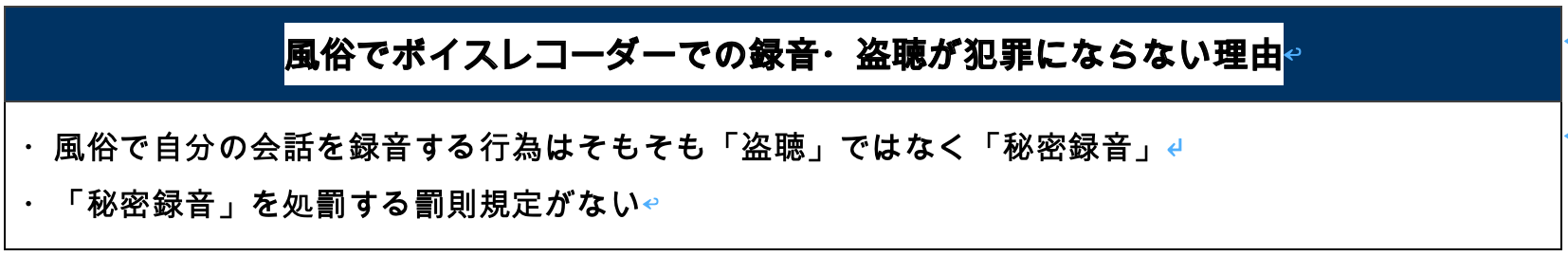 風俗でボイスレコーダーでの録音・盗聴が犯罪にならない理由