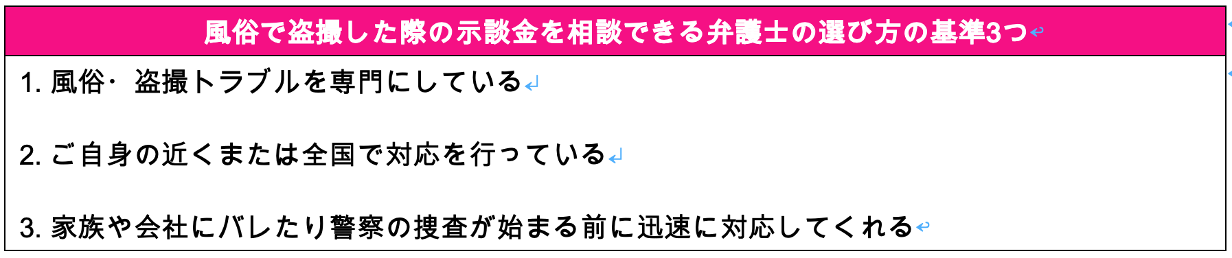 風俗で盗撮した際の示談金を相談できる弁護士の選び方の基準3つ
