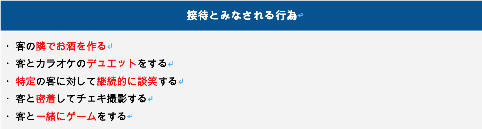 接待とみなされる行為