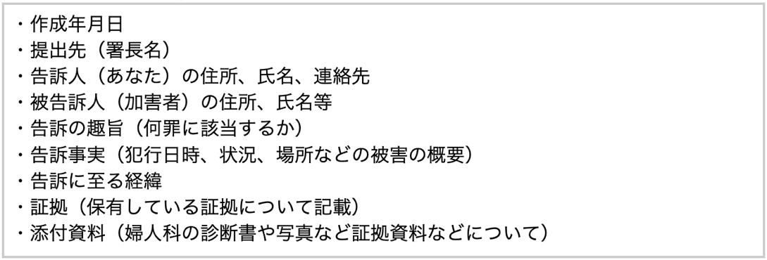 告訴状に記載する内容例