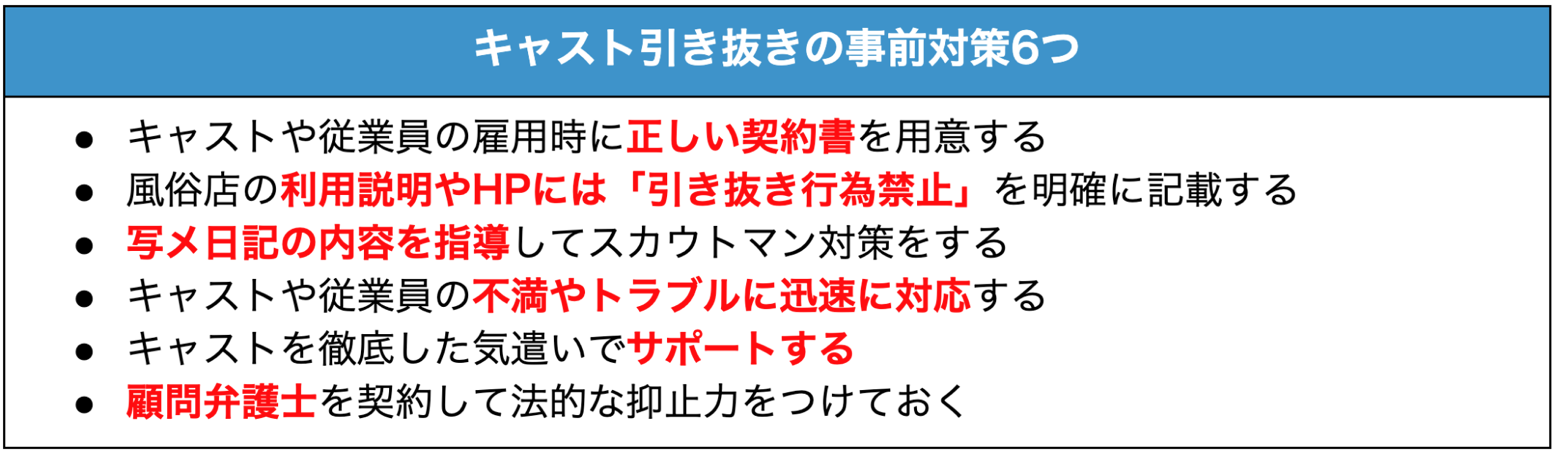 風俗でのキャスト引き抜きの事前対策６つ