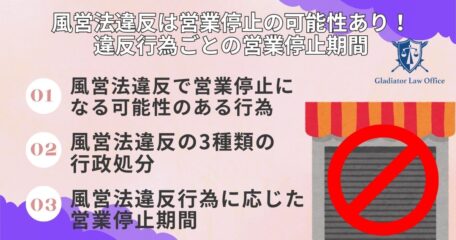 風営法違反は営業停止の可能性あり！違反行為ごとの営業停止期間