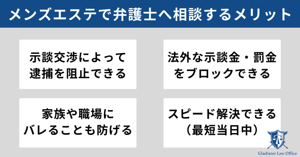 メンズエステで逮捕されたとき弁護士へ相談するメリット