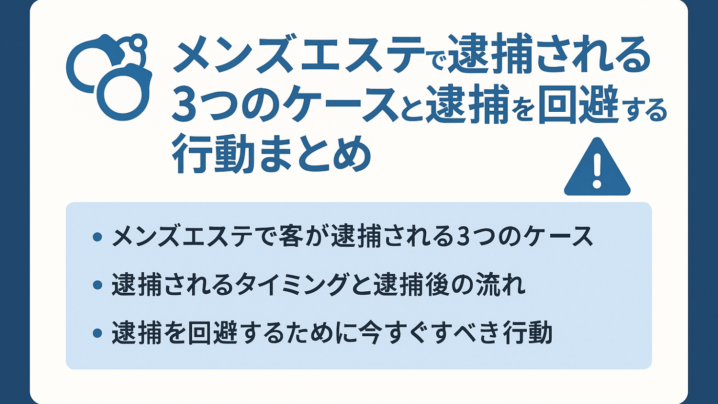 メンズエステで逮捕される3つのケースと逮捕を回避する行動まとめ