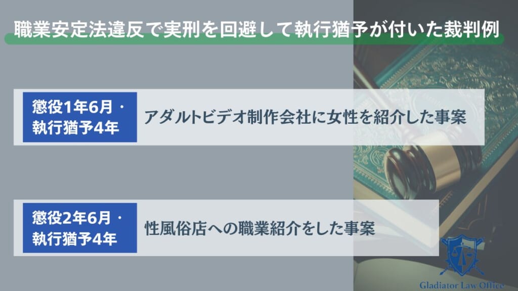 職業安定法違反で実刑を回避して執行猶予が付いた裁判例