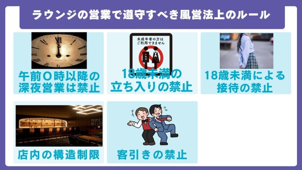 ラウンジの営業で遵守すべき風営法上のルール