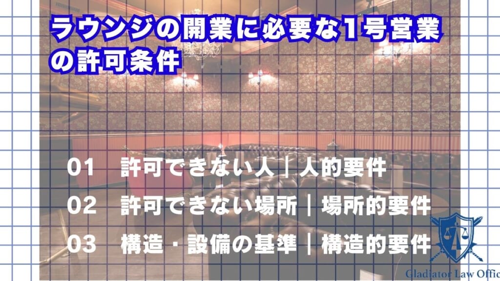 ラウンジの開業に必要な1号営業の許可条件